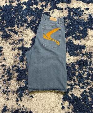 Jeans Colony Vintage Y2K Streetwear Denim Shorts with Embroidered Back Pockets